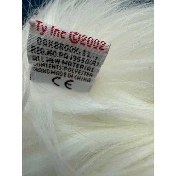 Ty Vintage Sugar White Fluffy Cat Realistic Plush‎ 2002 Long Hair Blue Eyes 12" - Picture 8 of 9